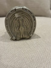 Antique Silver-Plated Horseshoe Inkwell – Victorian Horse Hoof Desk Inkwell 