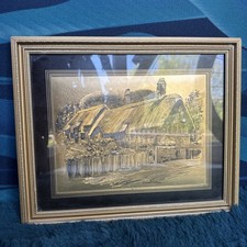 Vintage Foil Art Picture Old