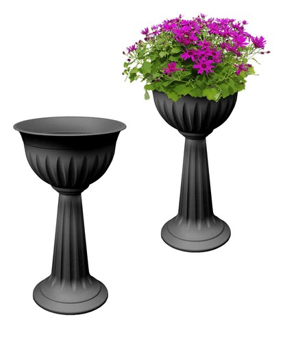 Set black urn plant pot - black,