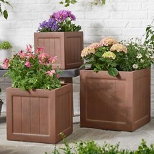 Brown Garden Pots Planters Outdoor Planters Panelled Effect Fibre Clay Sizes