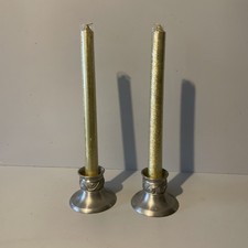Vintage Set of 2 Pewter Candle
