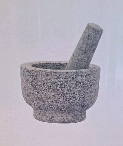 Granite mortar and pestle - and,