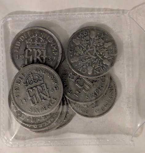 Silver 500 six pences - x, .500