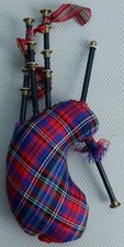 Vintage Souvenir Bagpipes Hanging Ornament Tartan Material Mid Century Retro