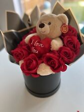Valentine’s Teddy Bear with a Bouquet of Flowers – Perfect For Thoughtful Gift 