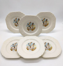 Lord Nelson Pottery X6 Flying Mallards Ducks 23cm Square Embossed Salad Plates