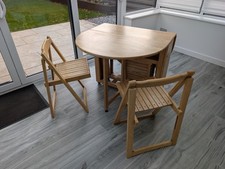 Beech Oval Folding Dining Table & 4 Chair Set