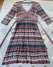 Ladies Moroccan print jersey viscose midi dress, 10 uk, top Condition 