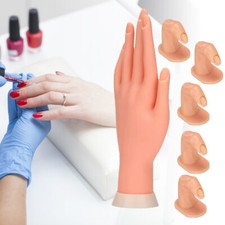 Practice Nail Art Trainer Training Hand Acrylic Gel False Tool+5 Finger Model