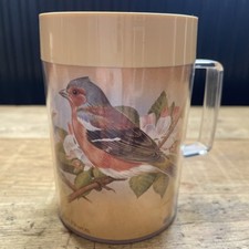 Insulex Vintage Chaffinch Mug Karl Pigeon Garden Birds Insulated Plastic 1980’s