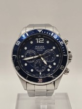 Pulsar Men's Chronograph 100M Stainless Steel Watch VD53-X202 Working
