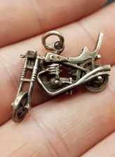 925 Sterling Silver Articulated Motorbike Pendant - Bike Motorcycle Freerider