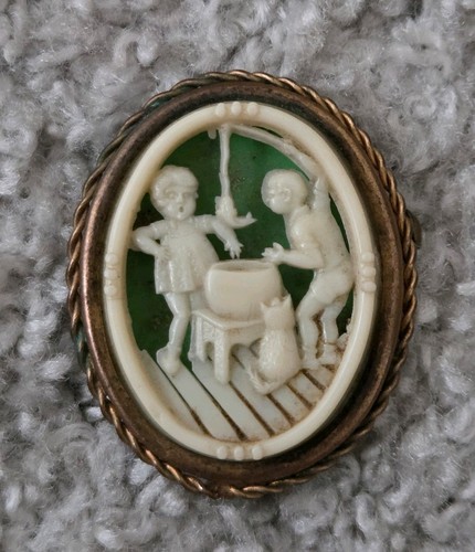 Vintage oval french celluloid - oval,