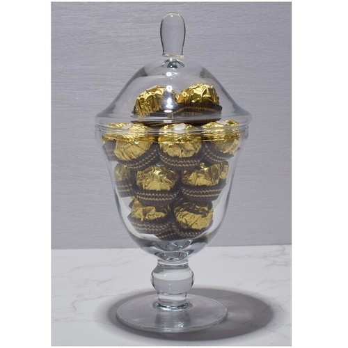 Handmade footed glass jar - glass,