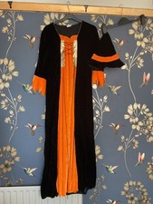 Gothic Halloween Pagan Long Medieval Hooded Robe Fancy Dress Costume  Size 10-12