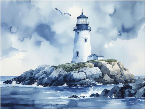 Tile mural lighthouse ocean - tile,