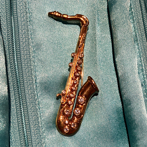 Saxophone brooch pin gold - brooch,