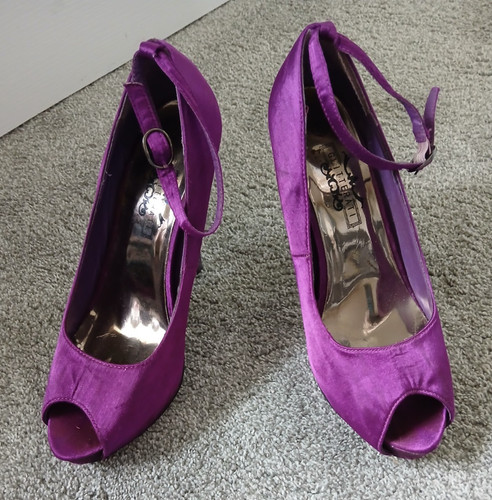 Ladies heeled shoes purple - ladies,