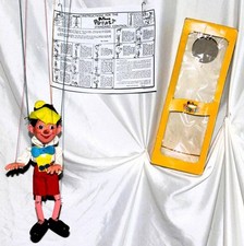 PRISTINE DISNEY 1960s "PINOCCHIO # SL PELHAM PUPPET" + 3 PIECE BOX+INSTRUCTIONS