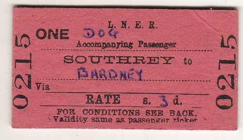 Railway ticket lner dog - railway,