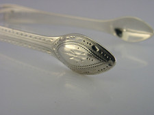 HESTER BATEMAN ANTIQUE STERLING SILVER BRIGHT CUT SUGAR TONGS c1780 GEORGIAN