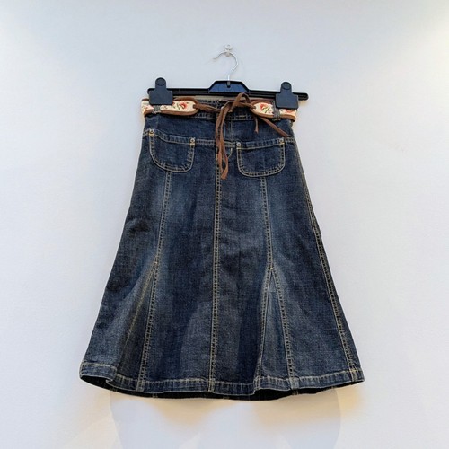 Denim skirt with floral - skirt,