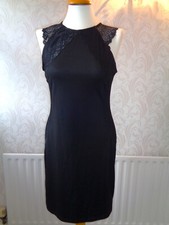 Sexy Black H&M Stretchy Black Party/Evening Dress With Lace Medium Size 12/14