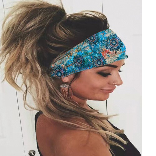 Turquoise floral turban sports - turquoise,