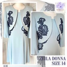 Zeila Donna Dress Jacket 14 EUR 42 Blue Wedding Occasion Mother Bride Groom NWOT
