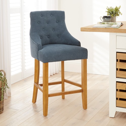 Bar stool luxury blue - blue, fabric