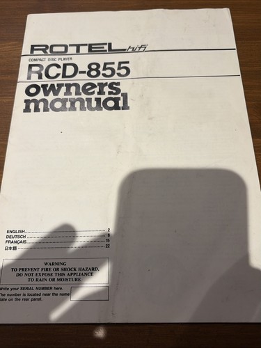 Rotel rcd 855 - cd, player