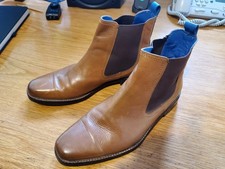 Justin Reece mens Chelsea boots - real leather - tan brown with blue lining - 8