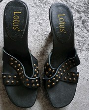 LOTUS Sample MULES Sandals Shoes LEATHER Black STUDS EU37 UK4  Buckle STUDS New