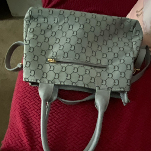 Grey monogram satchel handbag - monogram,