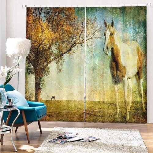 Horse decided dark curtain - dark, 3d
