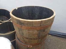 GENUINE OAK HALF WHISKY BARREL PLANTER WOODEN GARDEN PLANTER STORAGE SCOTTISH