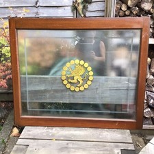 Old Vintage Advertising Midland Bank Gold Griffin Embossed Glass Hatch Window