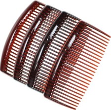 4 Pack of Tort Brown Large 9cm Plain French Side Hair Combs Slides Grips Clips