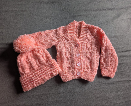 Peach hand knitted - peach,