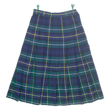 CANDA Womens Pleated Skirt Green Midi Check M