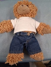 Bear Factory Clothes Blue Jeans & White T Shirt On 30cm Bear.