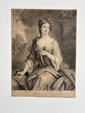 Antique mezzotint engraving Countess of Ranelagh, Noble Portrait after Kneller