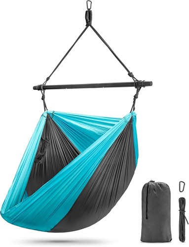 Blue hanging hammock - hanging, chair