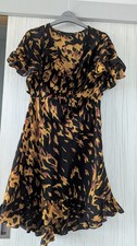 Ladies Top Shop Flame Print Tea Dress In Black Multi size 8