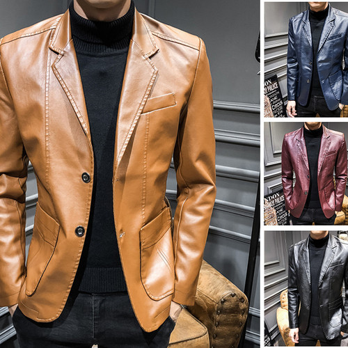 Men leather jacket slim fit - slim,
