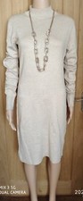 New Beige High Neck Midi Jumper Dress Size Small