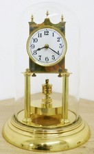 Antique German AH 400 Day Anniversary Brass With Glass Dome Torsion Mantle Clock