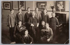 Edwardian Schoolmaster & Pupils RP Postcard by Taylor of Green Lanes, London