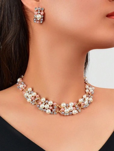 3pcs set elegant faux pearl - faux,