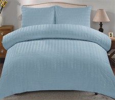 Seersucker Duvet Cover Set Non-Iron/13 Colours Sheet Optional Tracked UK Post